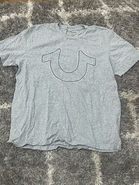 True Religion Light Gray Logo Short Sleeve Tee